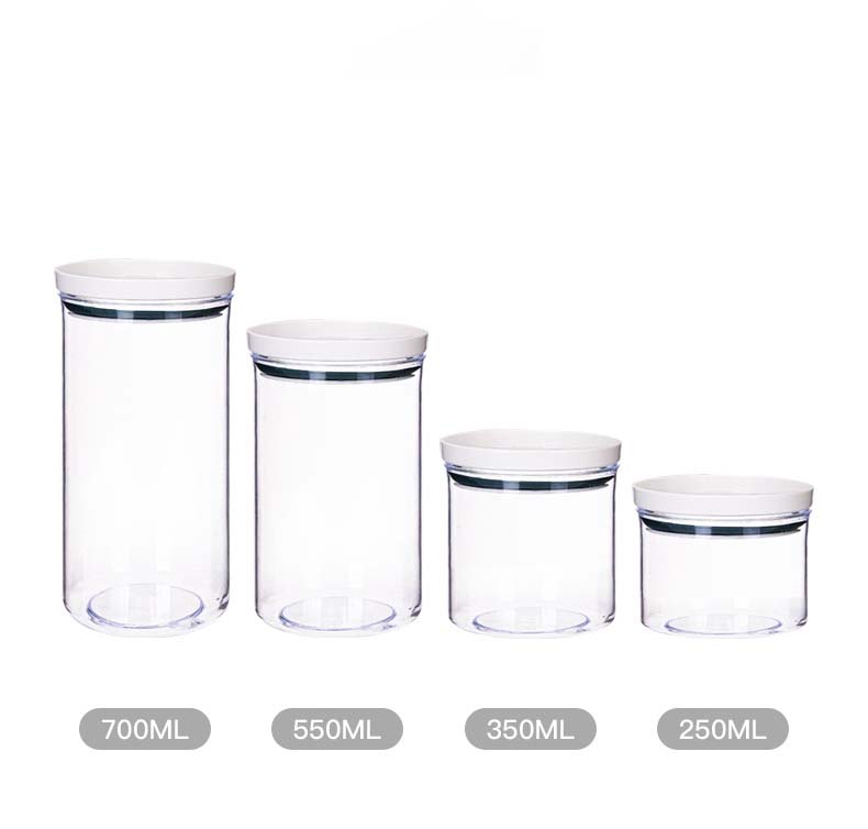 250ml 350ml 550ml 700ml 4 Sizes Plastic Food Storage Containers With Sealed Lids For Dry Food Preserved Fruit Snacks Tea Coffee