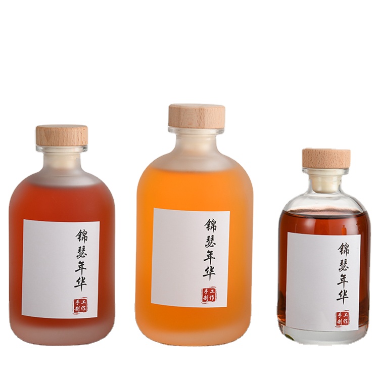 250ml 375ml 500ml Glass Flask Liquor Bottle with cork