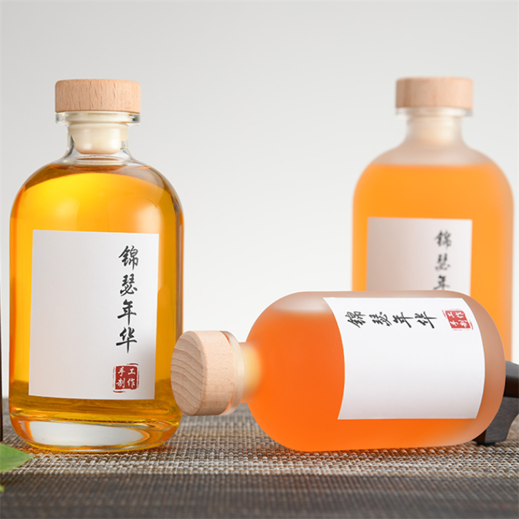 250ml 375ml 500ml Glass Flask Liquor Bottle with cork