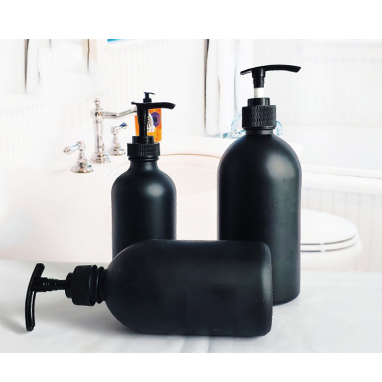 250ml 375ml 500ml Matt Black Glass Pump Body Lotion Bottle
