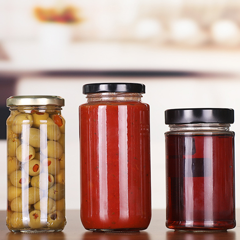 250ml 375ml 500ml Sauce Jam Pickle Empty Food Packaging Tall Round Cylinder Glass Storage Jar