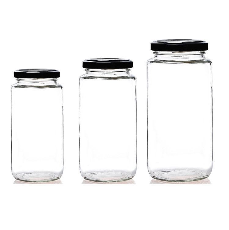 250ml 375ml 500ml Sauce Jam Pickle Empty Food Packaging Tall Round Cylinder Glass Storage Jar