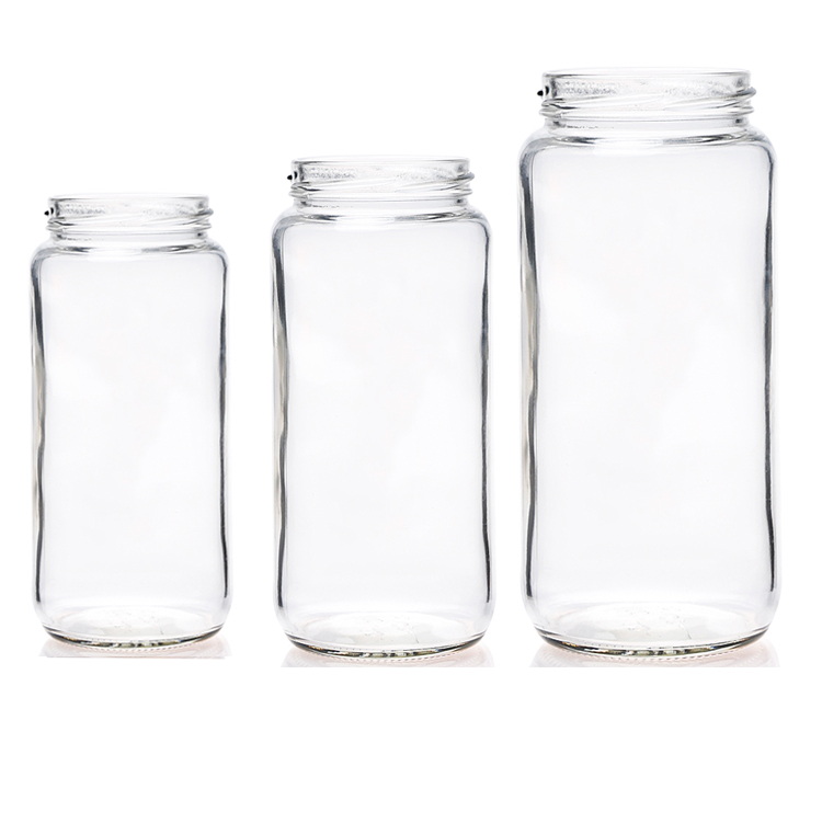 250ml 375ml 500ml Sauce Jam Pickle Empty Food Packaging Tall Round Cylinder Glass Storage Jar