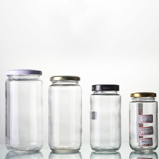 250ml 375ml 500ml Sauce Jam Pickle Empty Food Packaging Tall Round Cylinder Glass Storage Jar