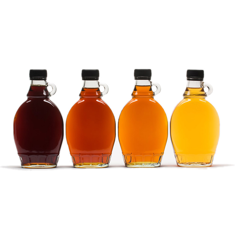 250ml 375ml 500ml Wholesale Clear Glass Material Empty Maple Syrup Bottles With Cap