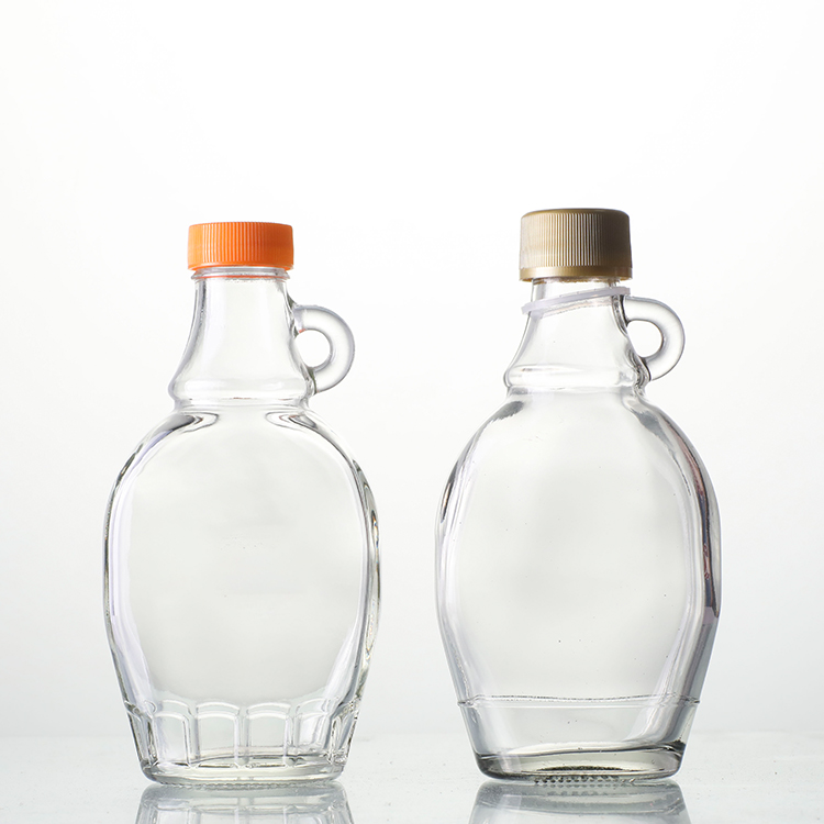 250ml 375ml 500ml Wholesale Clear Glass Material Empty Maple Syrup Bottles With Cap