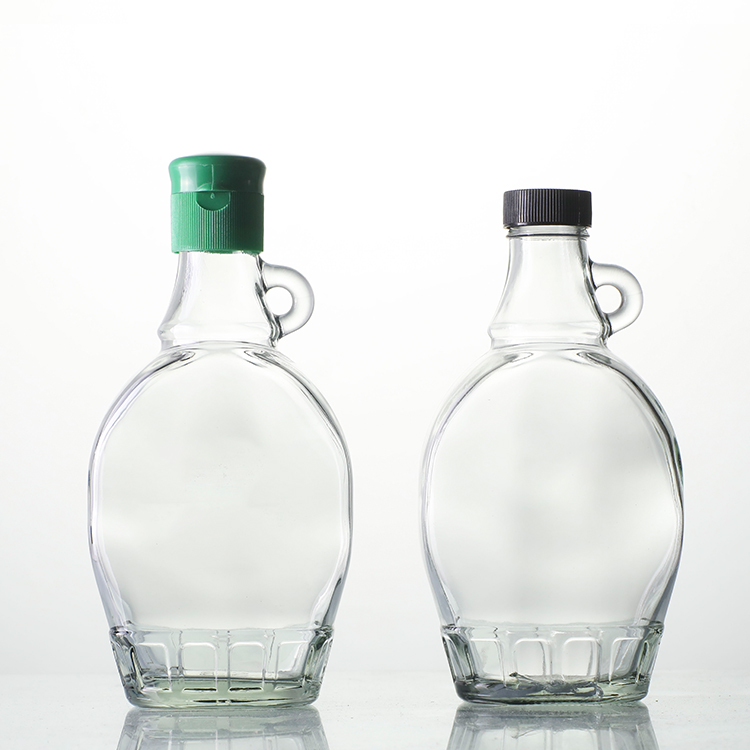 250ml 375ml 500ml Wholesale Clear Glass Material Empty Maple Syrup Bottles With Cap