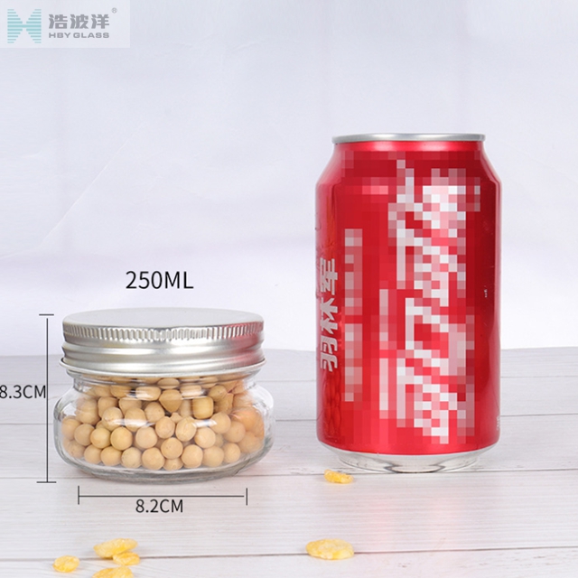 250ml 380ml soybean cereal mason glass jar with aluminum lid