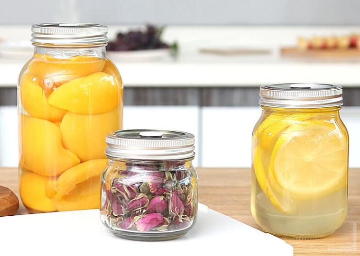 250ml 470ml 1000ml Glass jars Of 3 With Metal Screw Lids Serving For Jam Honey Pudding Grains Baby Food