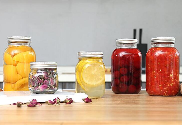 250ml 470ml 1000ml Glass jars Of 3 With Metal Screw Lids Serving For Jam Honey Pudding Grains Baby Food