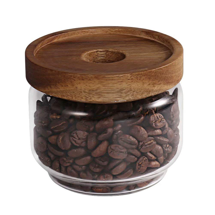 250ml 480ml 750ml 950ml Borosilicate Airtight Storage Jar Glass Wood Lid