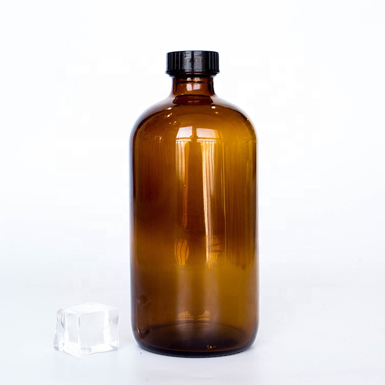 250ml 500ml 1 liter Amber Glass Round Bottle For Coffee Beverage Juice with screw lid