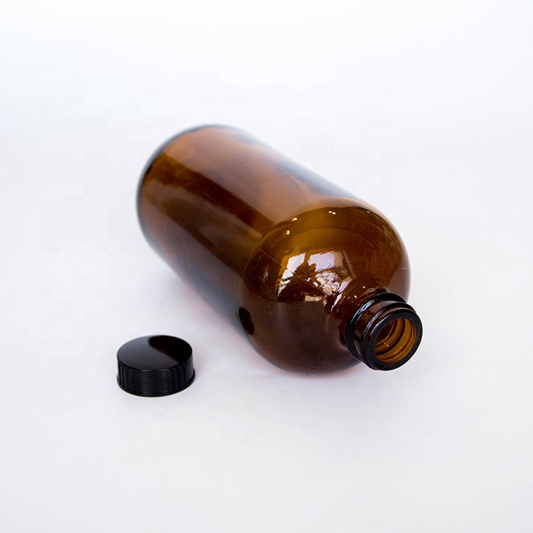 250ml 500ml 1 liter Amber Glass Round Bottle For Coffee Beverage Juice with screw lid