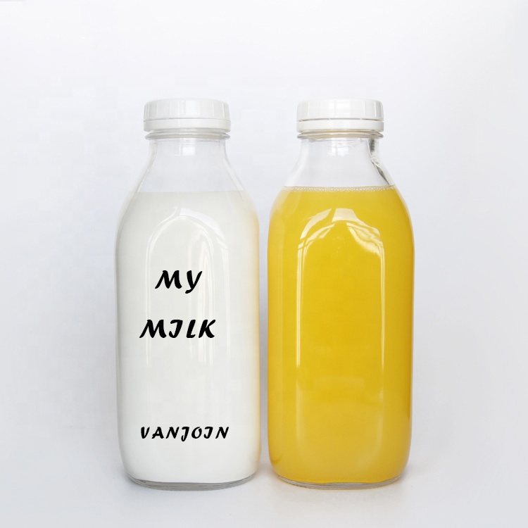 250ml 500ml 1000ml 1 liter glass milk bottle French square beverage juice glass bottles for sale