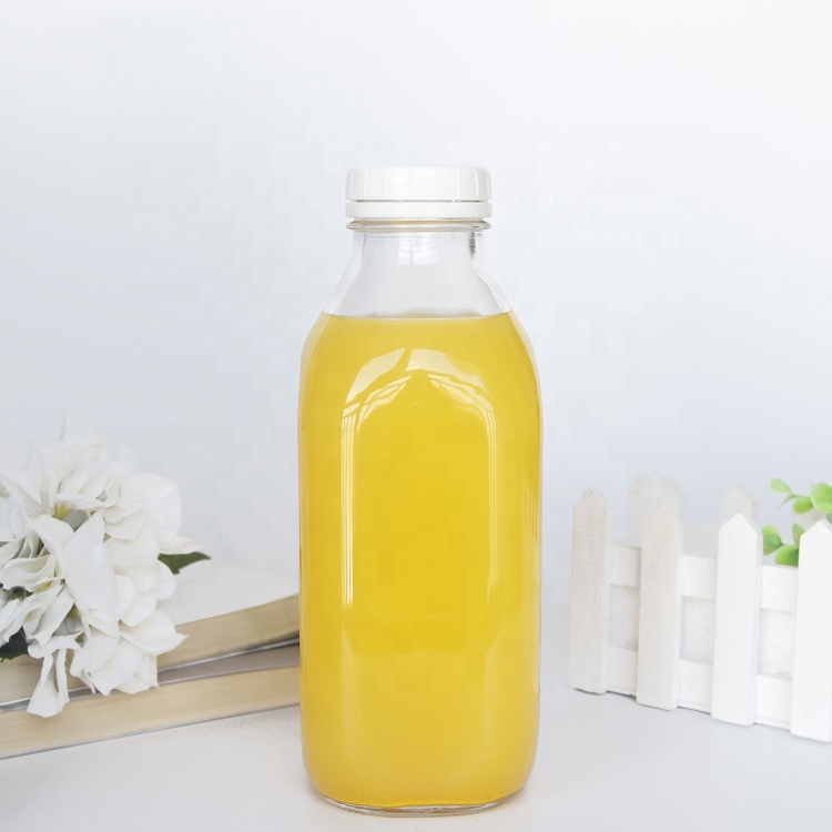 250ml 500ml 1000ml 1 liter glass milk bottle French square beverage juice glass bottles for sale