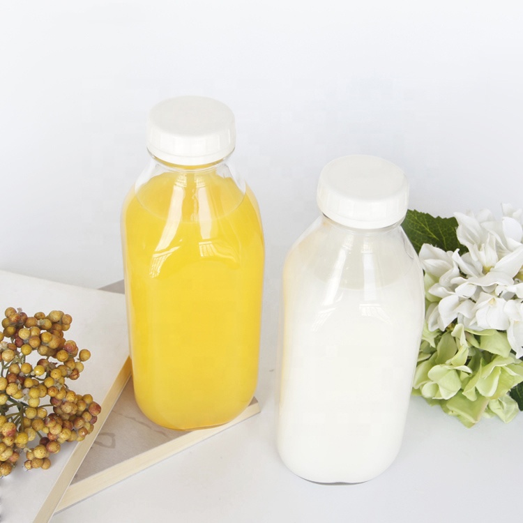 250ml 500ml 1000ml 1 liter glass milk bottle French square beverage juice glass bottles for sale