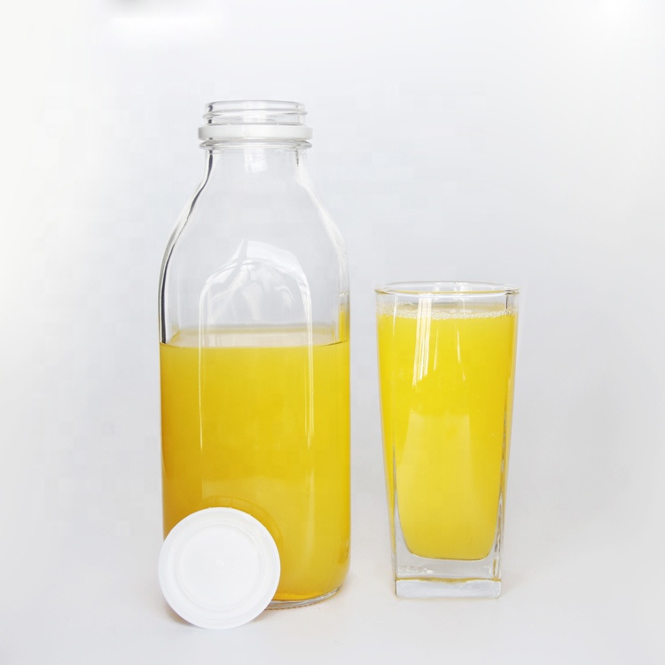 250ml 500ml 1000ml 1 liter glass milk bottle French square beverage juice glass bottles for sale