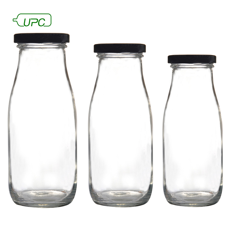 250ml 500ml 1000ml Empty Clear Juice Glass Bottle with Metal Cap