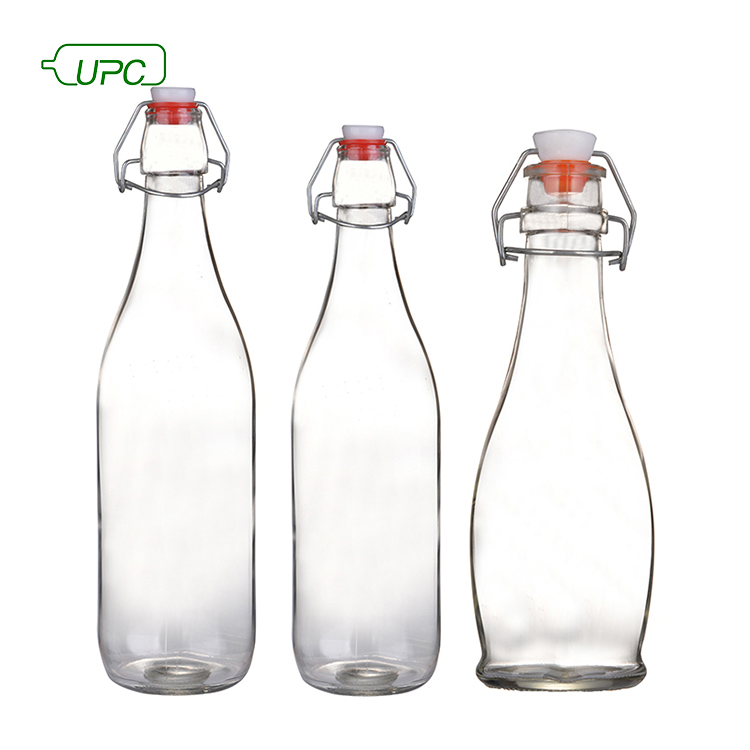 250ml 500ml 1000ml Empty Clear Juice Glass Bottle with Metal Cap