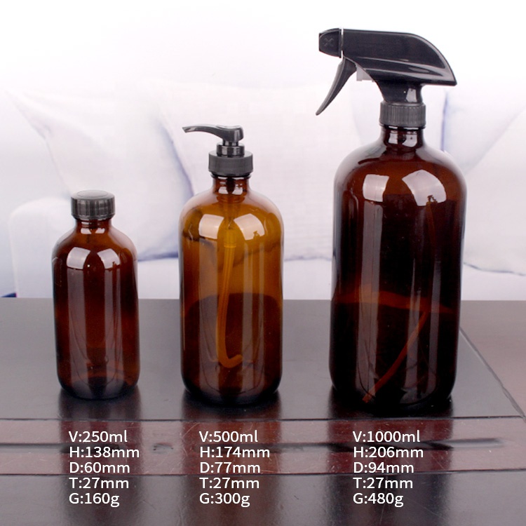 250ml 500ml 1000ml Soap Foaming Trigger Spray glass Bottles With Sprayer