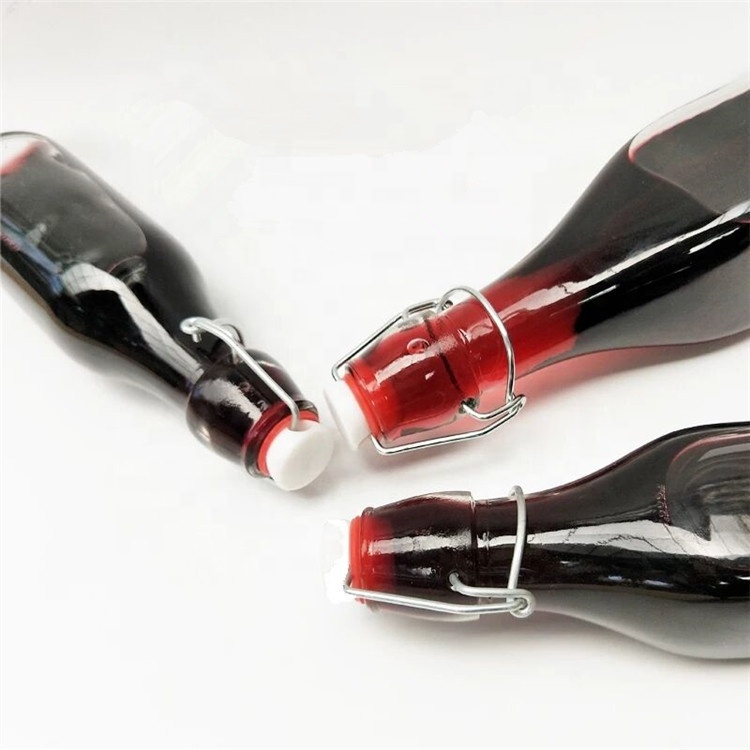 250ml 500ml 1000ml clear round wholesale glass juice bottles milk carton drink beverage water glass bottle with swing top