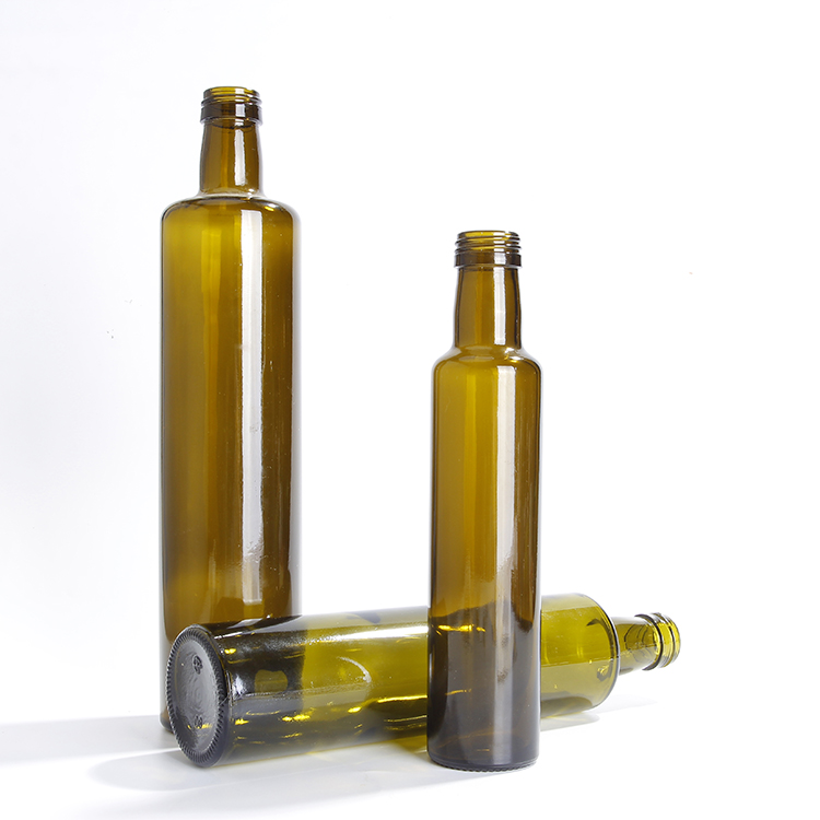 250ml 500ml 1000ml green square/round glass marasca bottle for olive oil with Metal screw cap