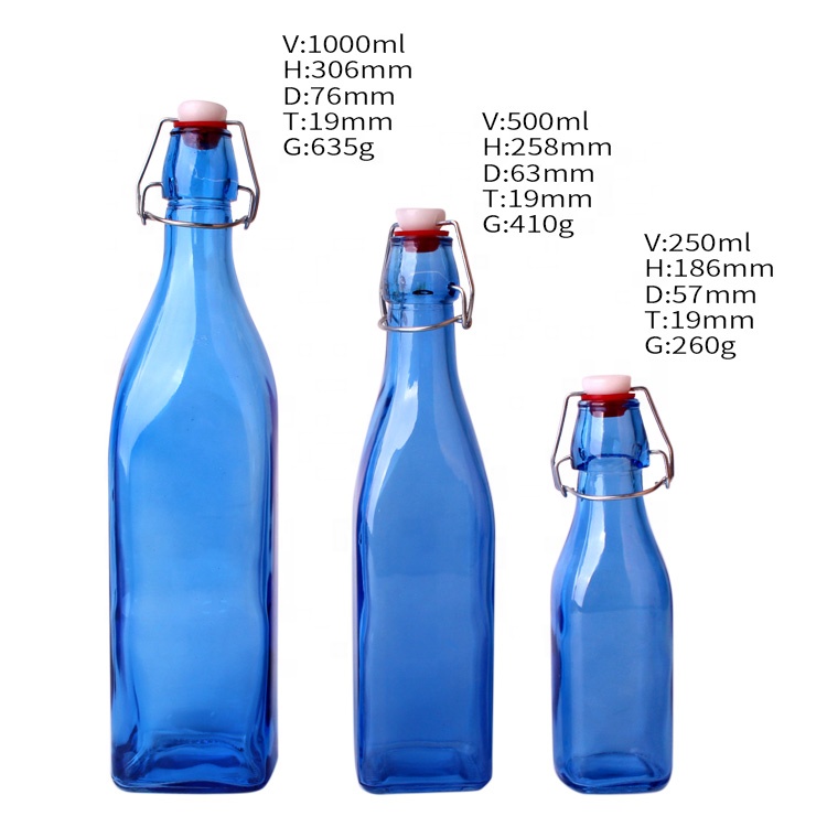 250ml 500ml 1000ml series square glass Le buckle bottle with clip cap