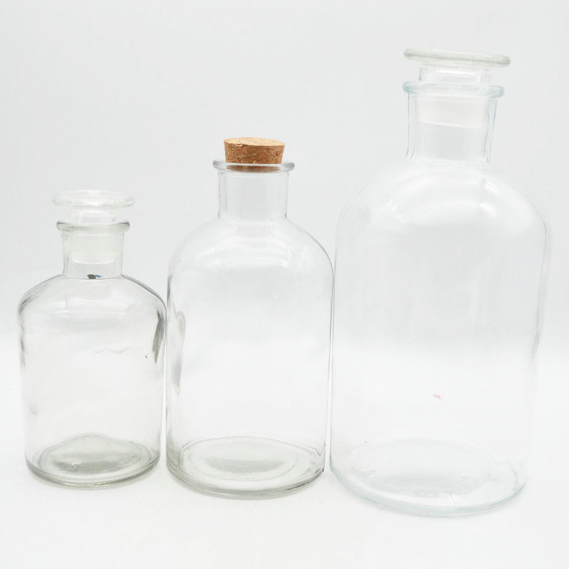 250ml 500ml 1000ml transparent  Medical glass pill apothecary reagent bottle