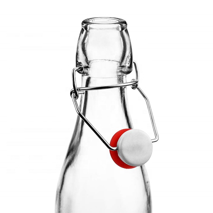 250ml 500ml 1L clear square water wine swing top glass bottles with stoppers