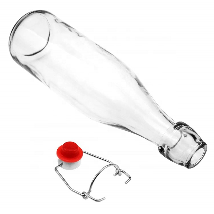 250ml 500ml 1L clear square water wine swing top glass bottles with stoppers