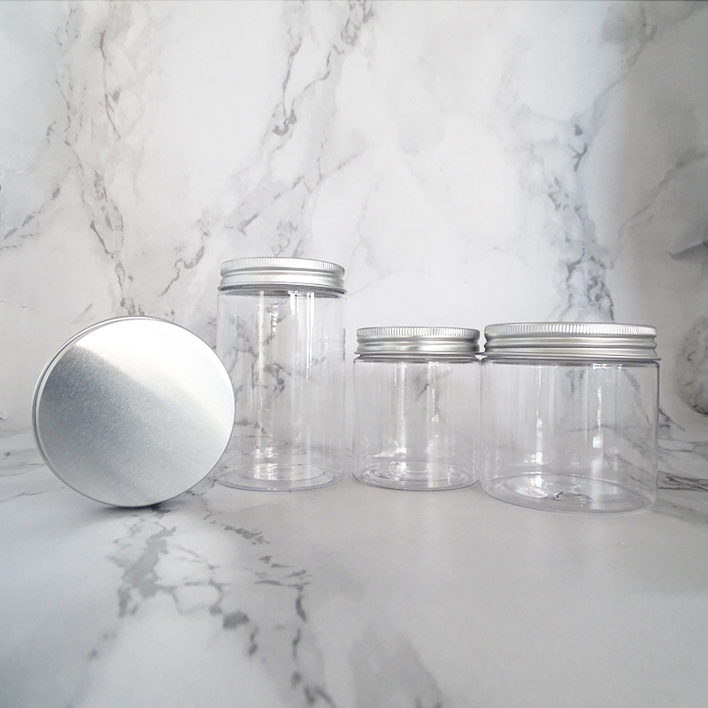 250ml 500ml 700ml 1000ml  big size wide mouth food packing sealing empty PET pickle plastic jar with plastic cap