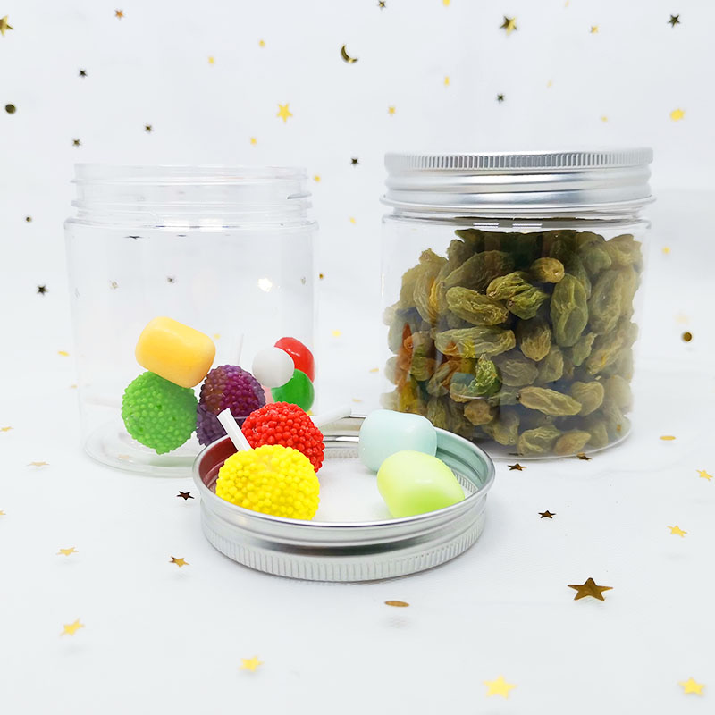 250ml 500ml 700ml 1000ml big size wide mouth food packing sealing empty PET pickle plastic jar with plastic cap