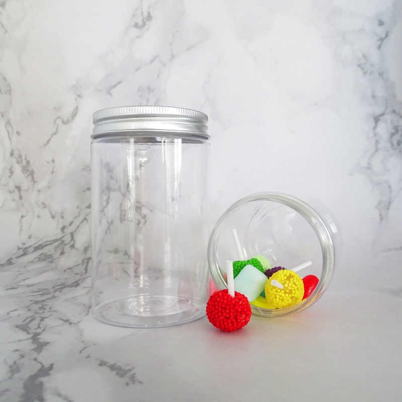 250ml 500ml 700ml 1000ml big size wide mouth food packing sealing empty PET pickle plastic jar with plastic cap
