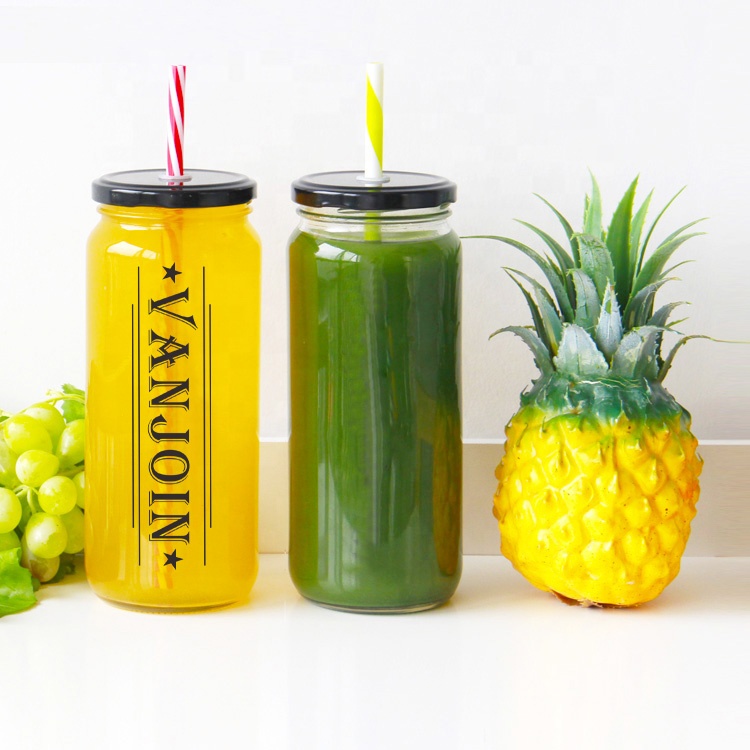 250ml 500ml 720ml  wide mouth paragon bubble tea smoothie glass jars with metal lid
