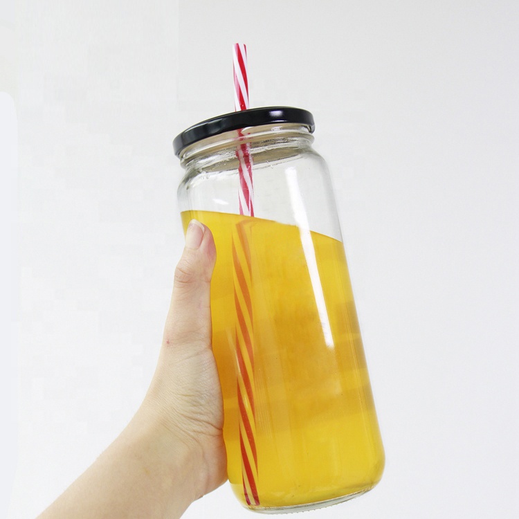 250ml 500ml 720ml wide mouth paragon bubble tea smoothie glass jars with metal lid