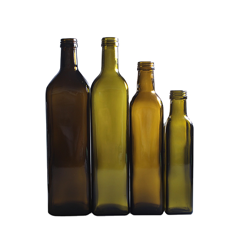 250ml 500ml 750m 1000ml dark green square glass olive oil bottle for sale