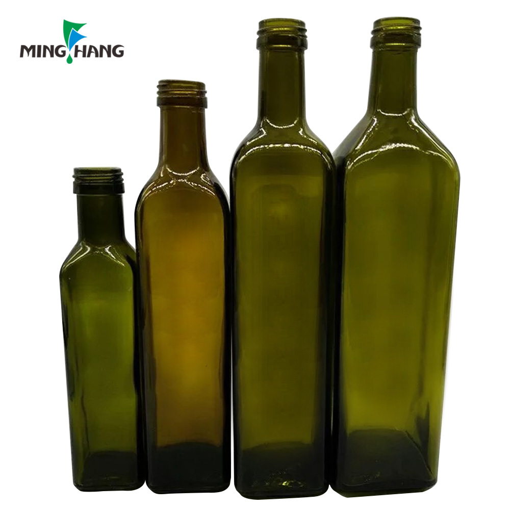 250ml 500ml 750m 1000ml dark green square glass olive oil bottle for sale