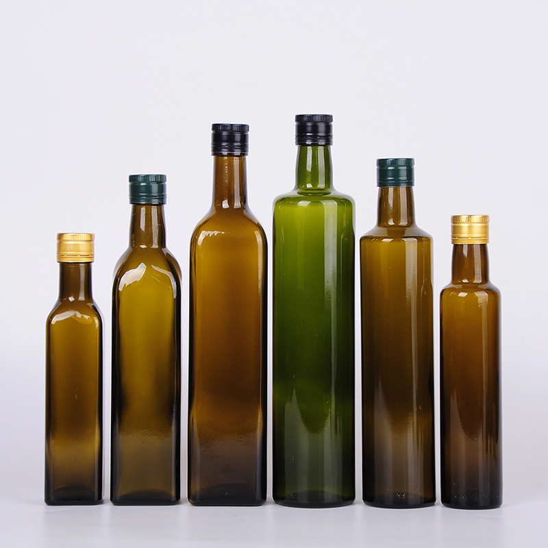 250ml,500ml,750m dark green square empty marasca glass bottle olive oil bottle for sale