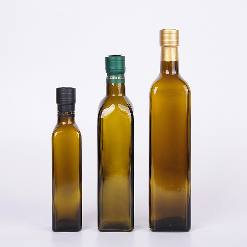 250ml,500ml,750m dark green square empty marasca glass bottle olive oil bottle for sale