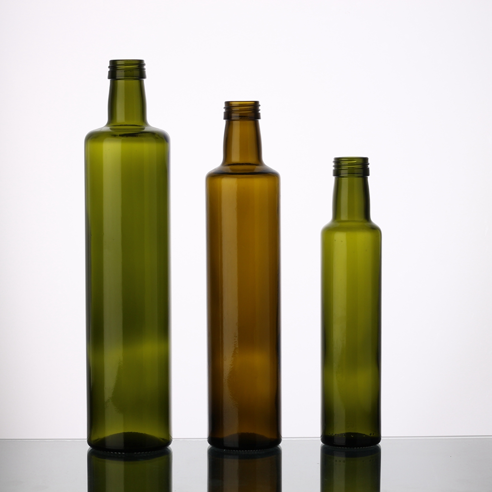 250ml 500ml 750ml 1 Liter Empty Marasca Edible Oil Green Glass Olive Oil Bottles with Lid