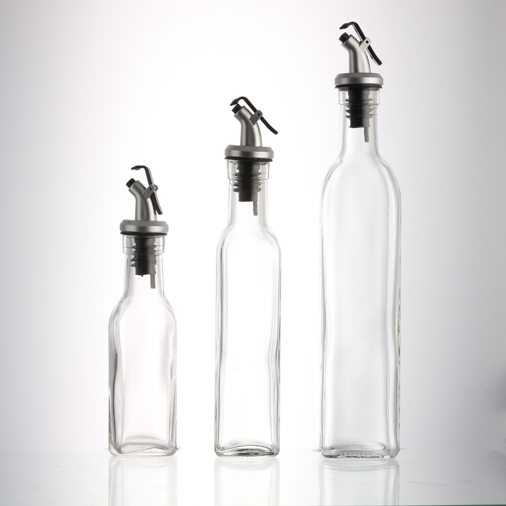 250ml 500ml 750ml 1 Liter Empty Marasca Edible Oil Green Glass Olive Oil Bottles with Lid