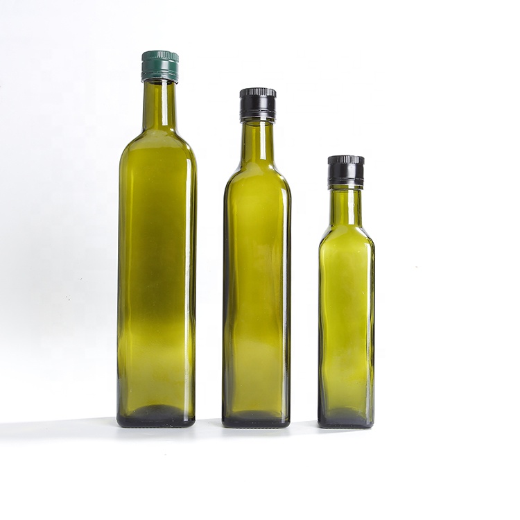 250ml 500ml 750ml 1 liter cheap green square glass olive oil bottles for vinegar