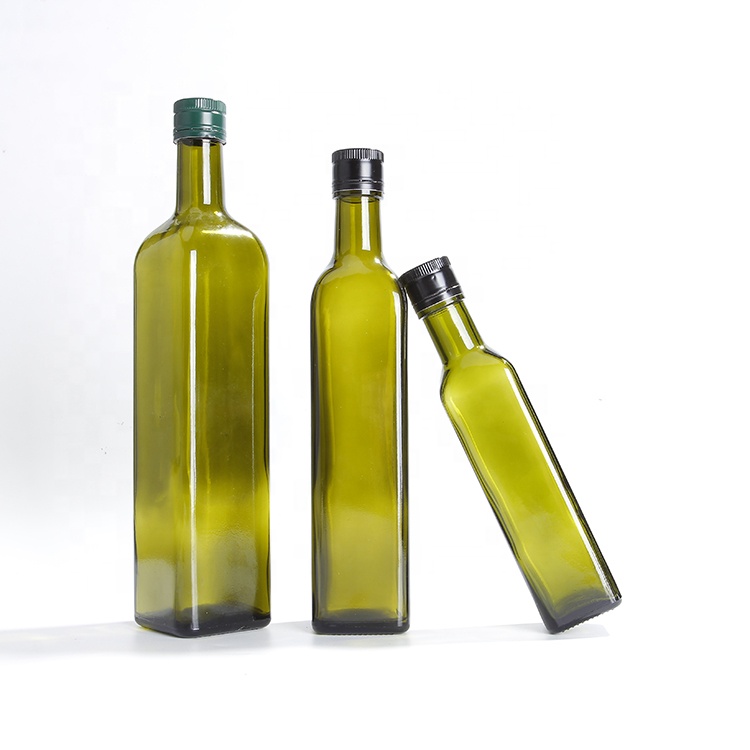 250ml 500ml 750ml 1 liter cheap green square glass olive oil bottles for vinegar