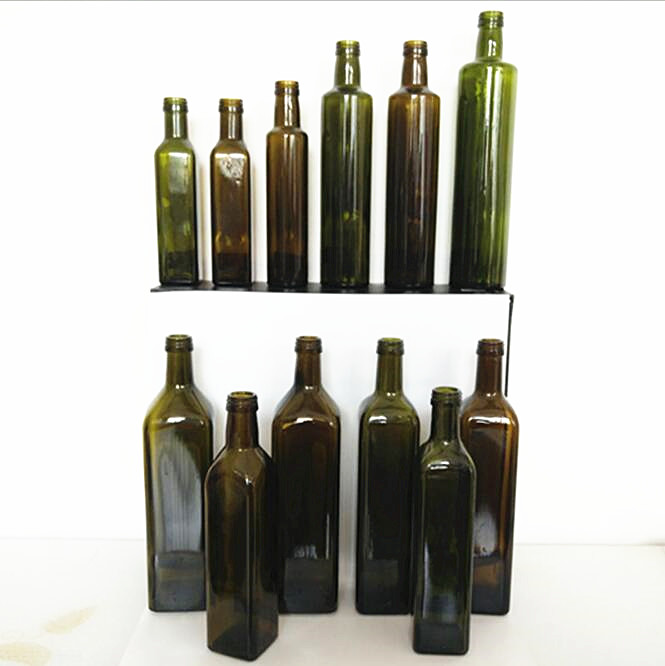 250ml 500ml 750ml 1000ml Square Dark Green Amber Olive Oil Glass Bottle For Packing Cooking Oil