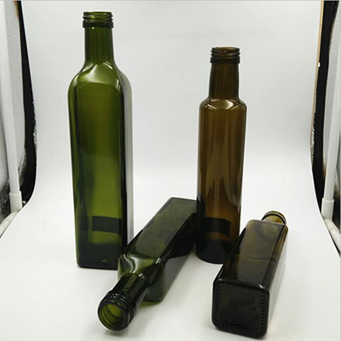 250ml 500ml 750ml 1000ml Square Dark Green Amber Olive Oil Glass Bottle For Packing Cooking Oil