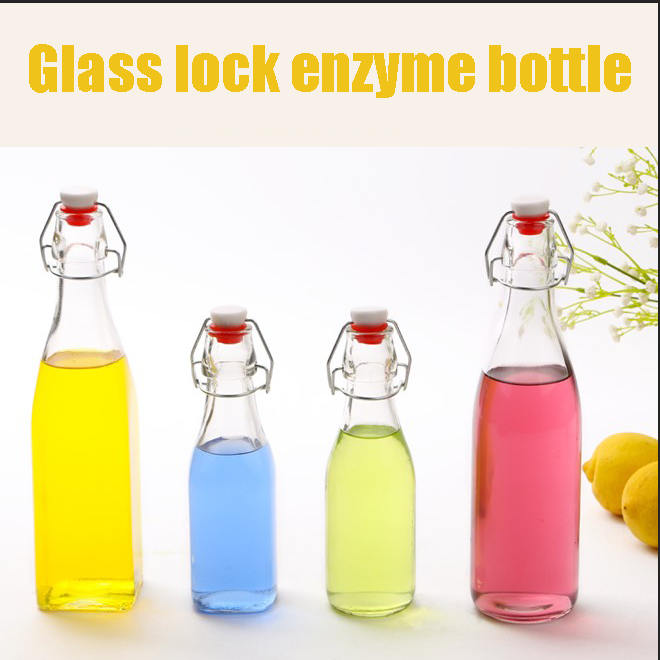 250ml 500ml 750ml 1000ml Square/round Swing Top Glass Bottle For Water Juice Oil beveage lock top sealing lid