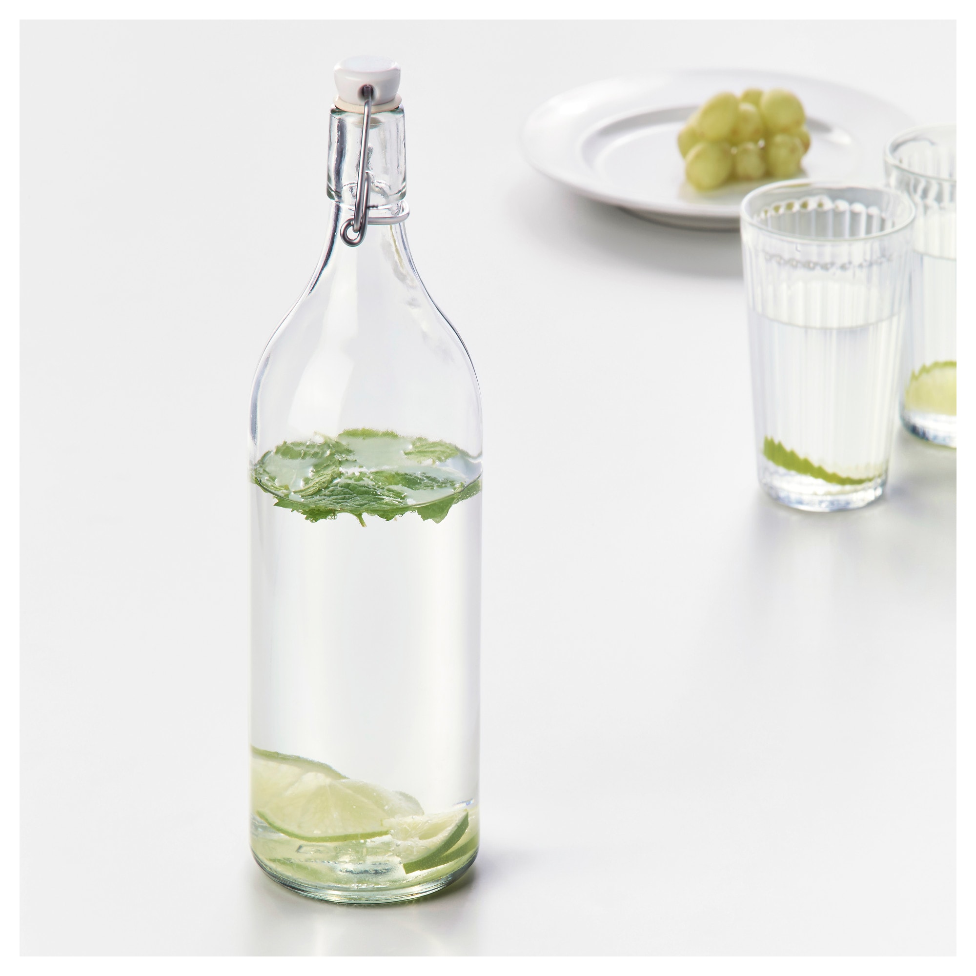 250ml 500ml 750ml 1000ml Square/round Swing Top Glass Bottle For Water Juice Oil beveage lock top sealing lid