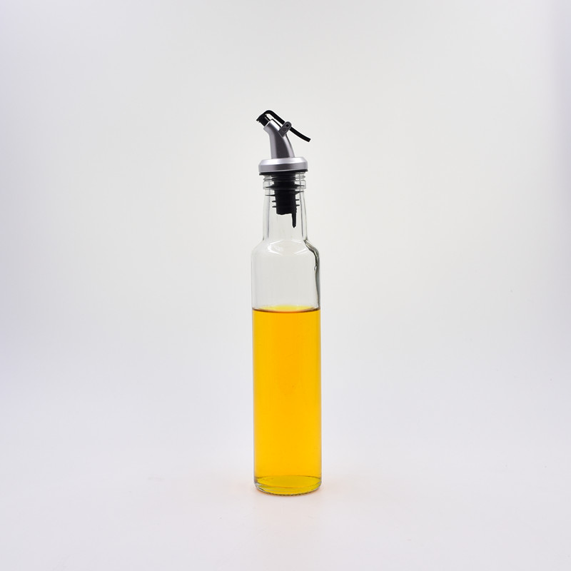 250ml 500ml 750ml 1000ml clear round screw cap glass olive oil bottle vinegar dispenser bottle for kitchen with airtight spout