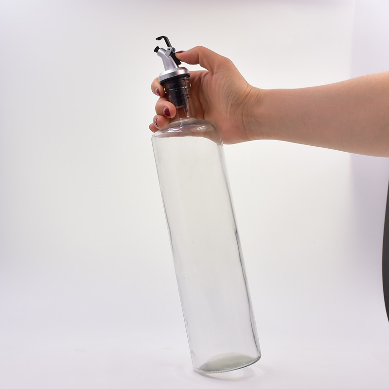 250ml 500ml 750ml 1000ml clear round screw cap glass olive oil bottle vinegar dispenser bottle for kitchen with airtight spout