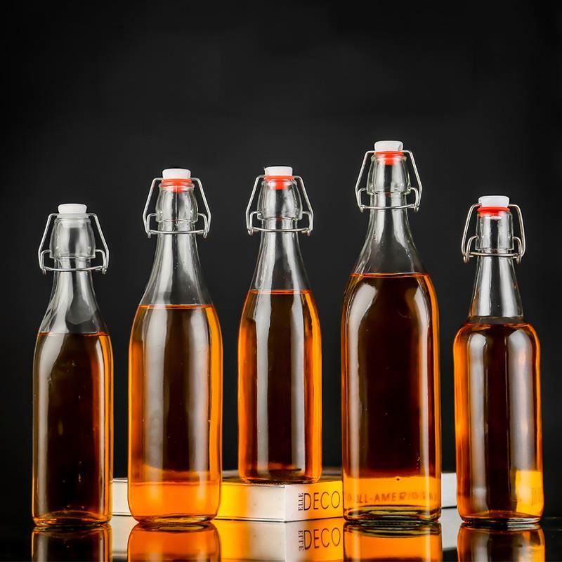 250ml 500ml 750ml 1000ml glass bottle snap bottle with stainless steel swing lid
